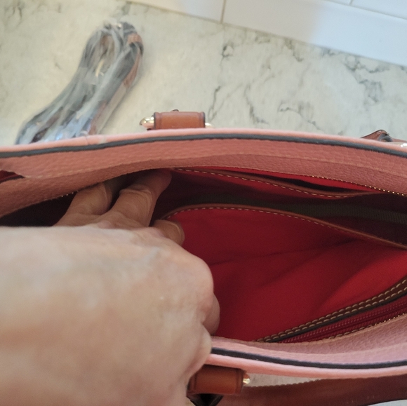 Dooney & Bourke leather peach pink tote shoulder bag - Picture 3 of 16